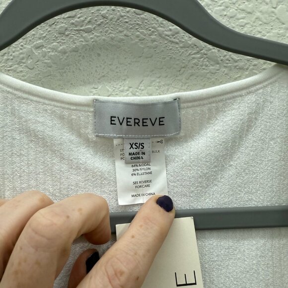 Evereve White Daisy Sleeveless Ribbed Tank Top Shirt Womens size XS/S NEW - Picture 2 of 7